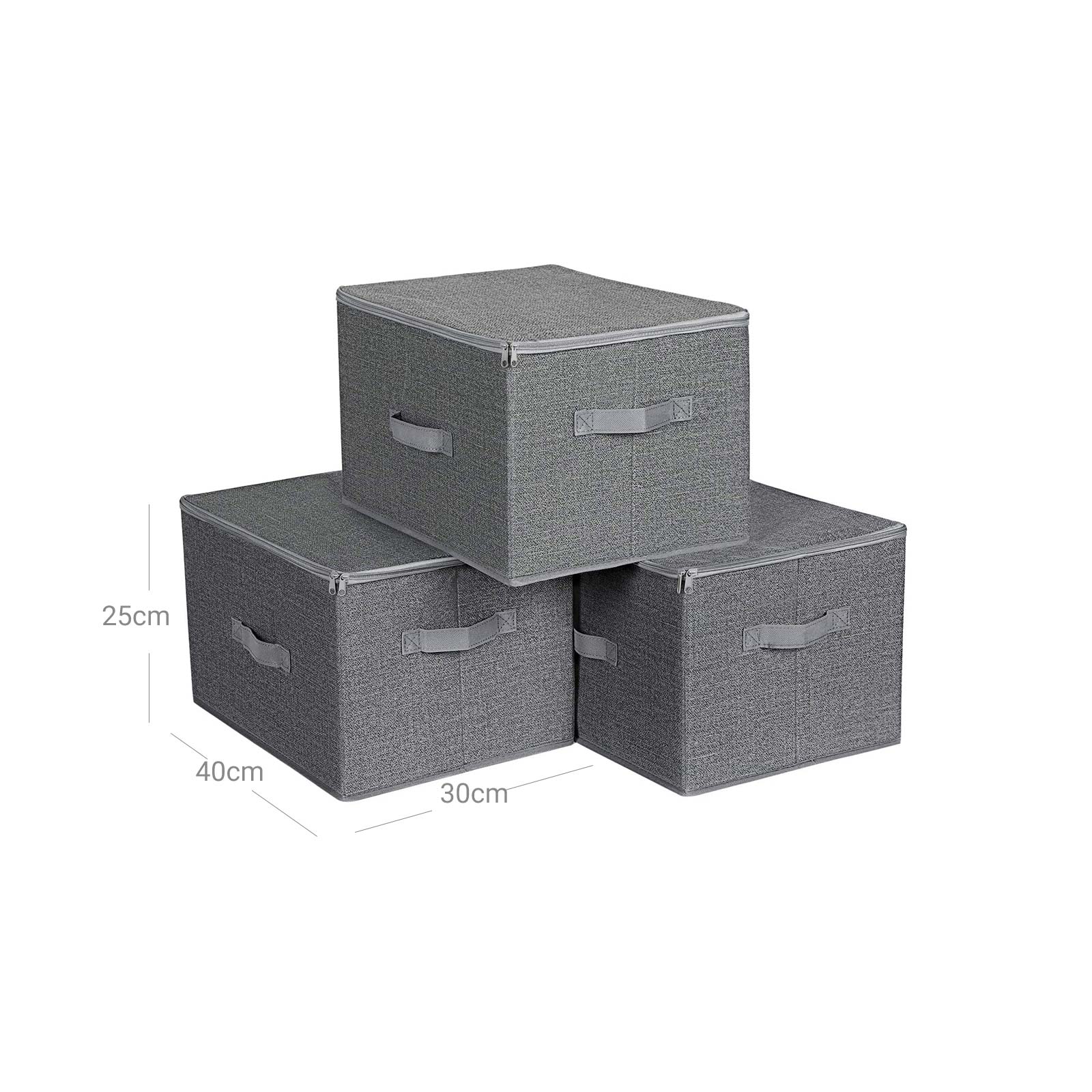 Foldable Storage Basket - Fabric - Grey - Lidded with Handles