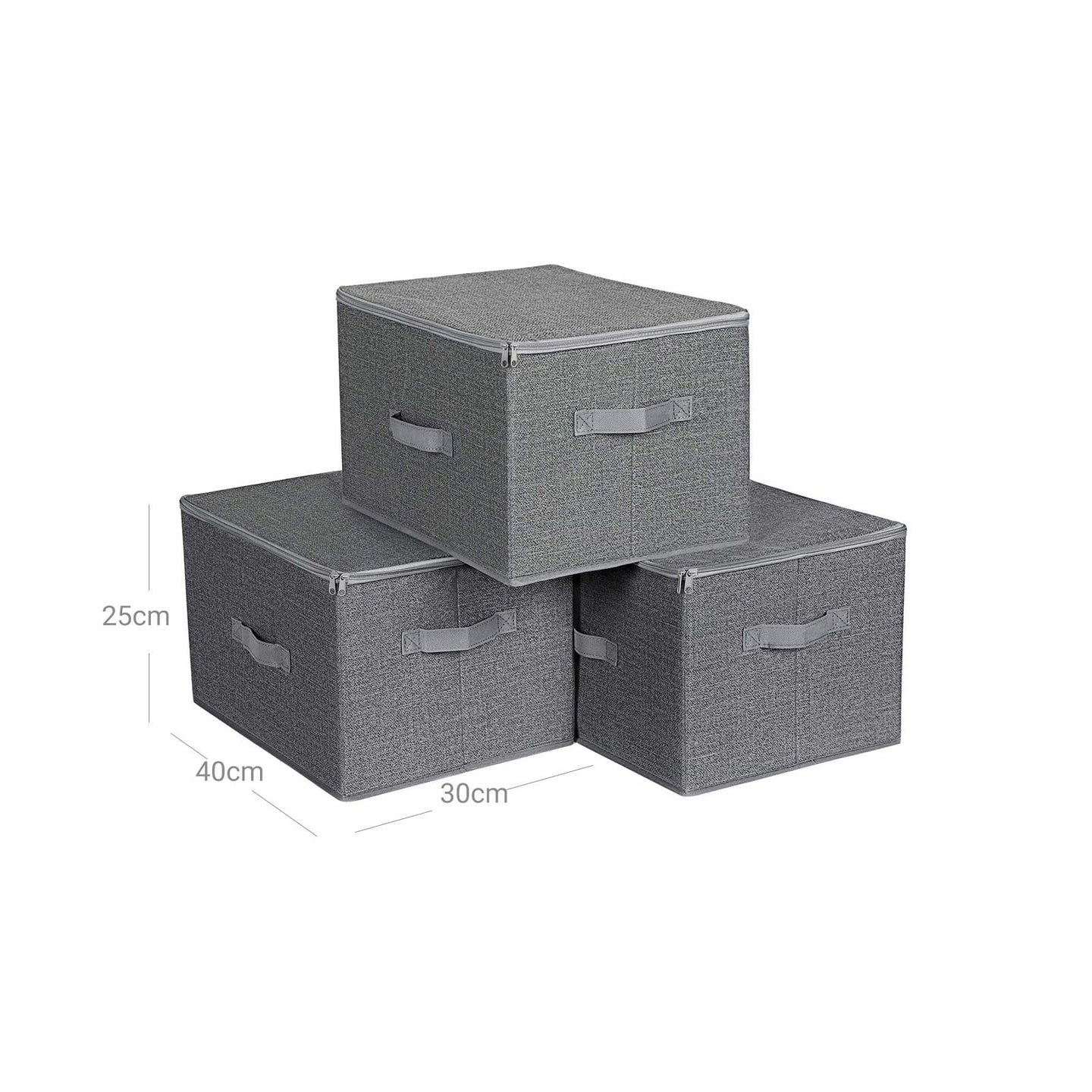 Foldable Storage Basket - Fabric - Grey - Lidded with Handles