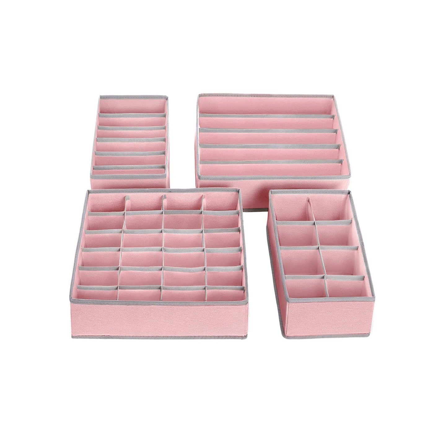 Foldable Storage Boxes Set - Fabric - Grey - Collapsible Drawer Organisers