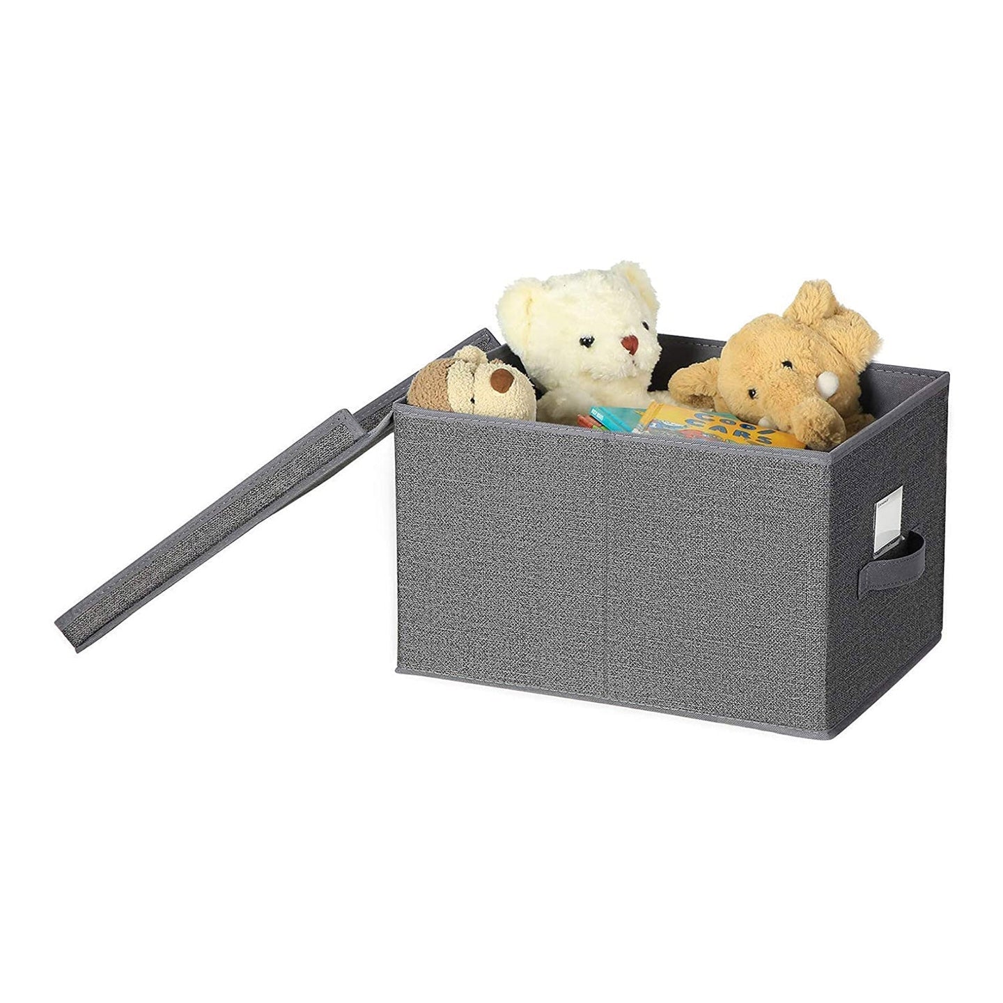 Foldable Storage Boxes Set - Fabric - Grey - Includes Clear Front Window and Lid