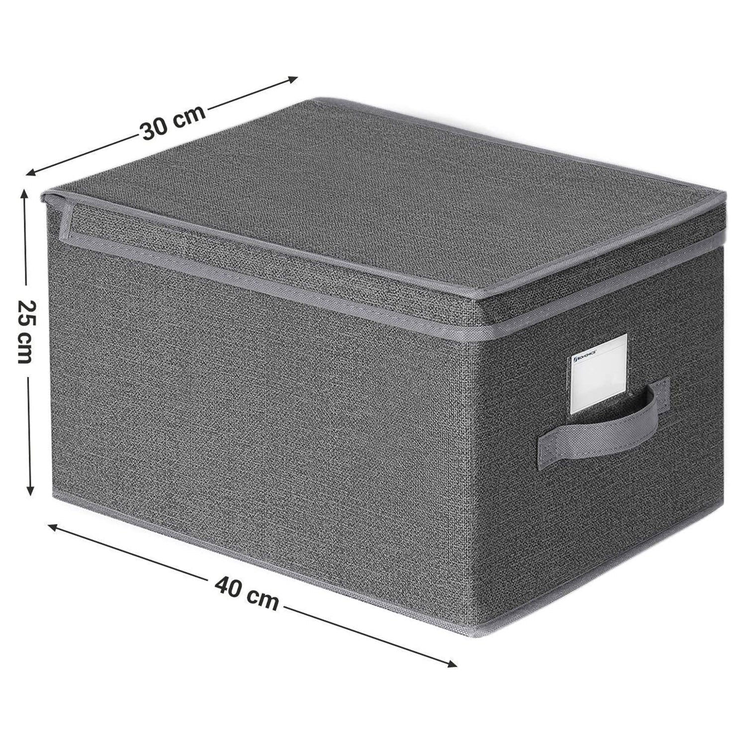 Foldable Storage Boxes Set - Fabric - Grey - Includes Clear Front Window and Lid