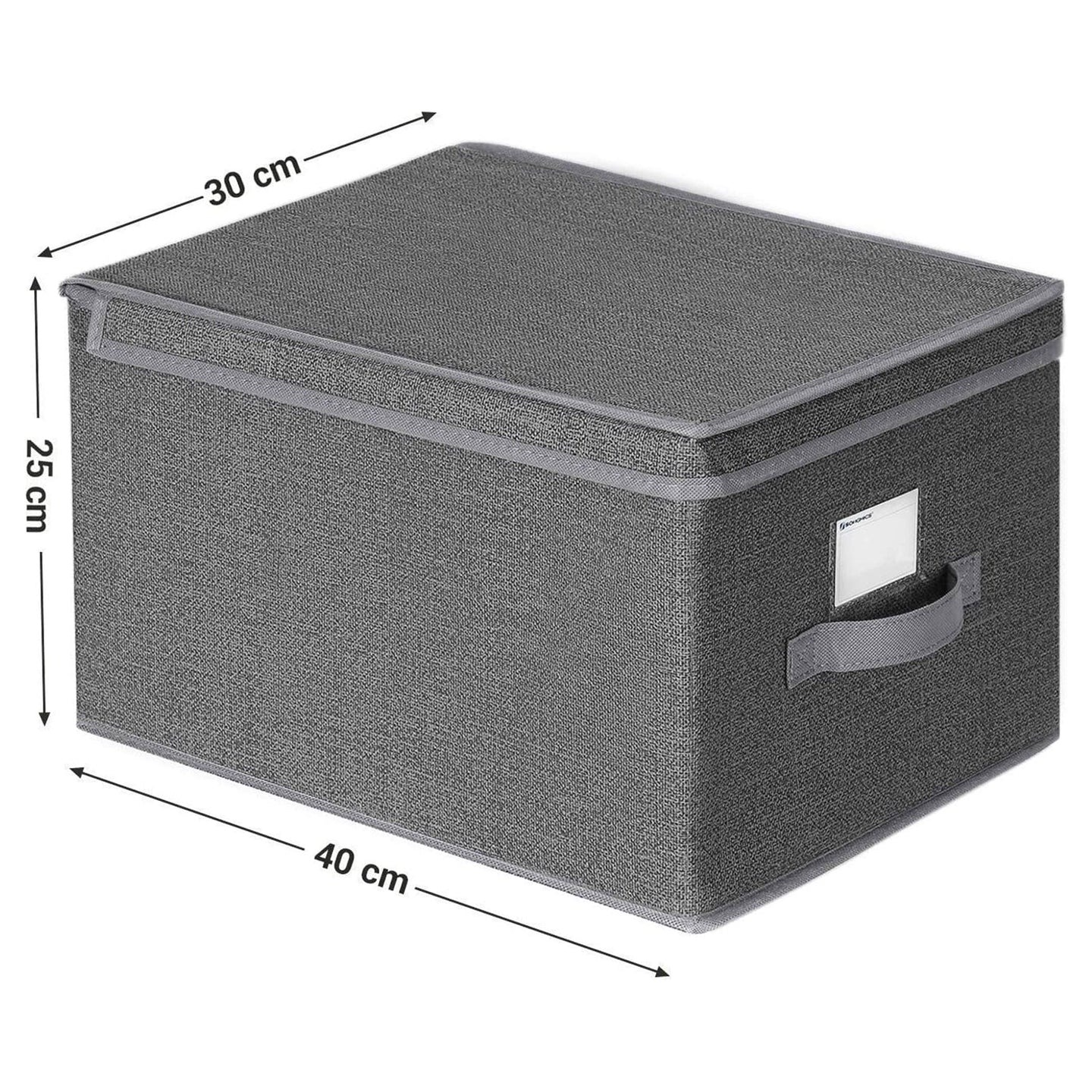 Foldable Storage Boxes Set - Fabric - Grey - Includes Clear Front Window and Lid