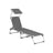 Foldable Sun Lounger - Lightweight Fabric - Dark Grey - Adjustable Backrest with Headrest and Sunshade