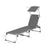 Foldable Sun Lounger - Lightweight Fabric - Dark Grey - Adjustable Backrest with Headrest and Sunshade