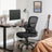 Mesh Office Chair - Fabric - Black - Ergonomic with Folding Armrests and Adjustable Lumbar Support