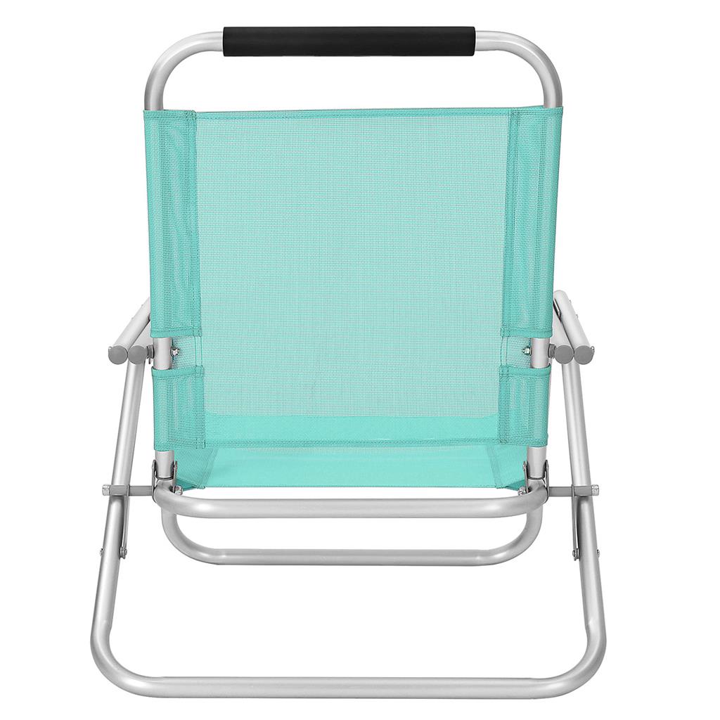 Folding Beach Chair - Breathable Fabric - Blue - 4-Position Reclining Backrest