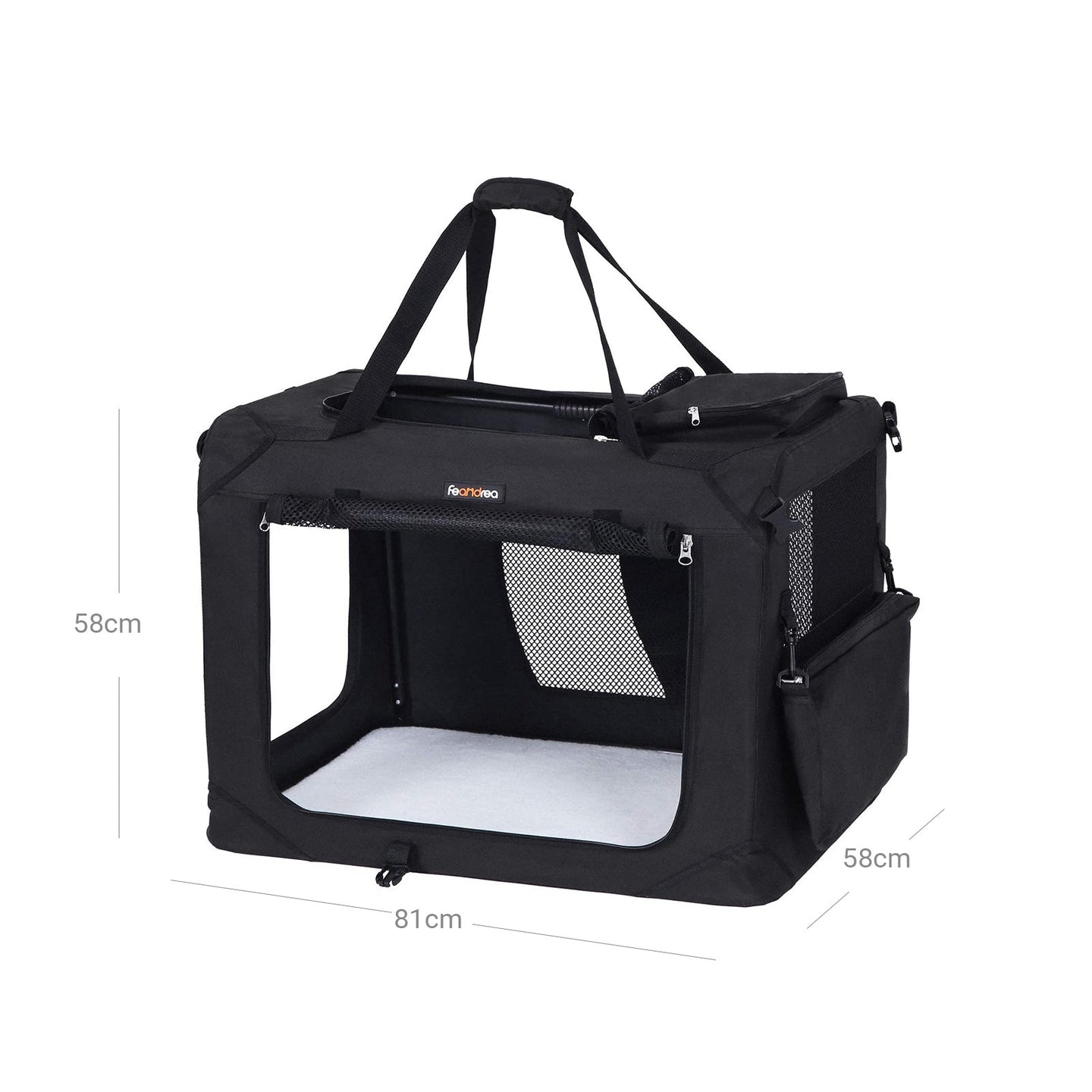 Folding Pet Carrier - Fabric - Black - Lightweight and Spacious 81 x 58 x 58 cm