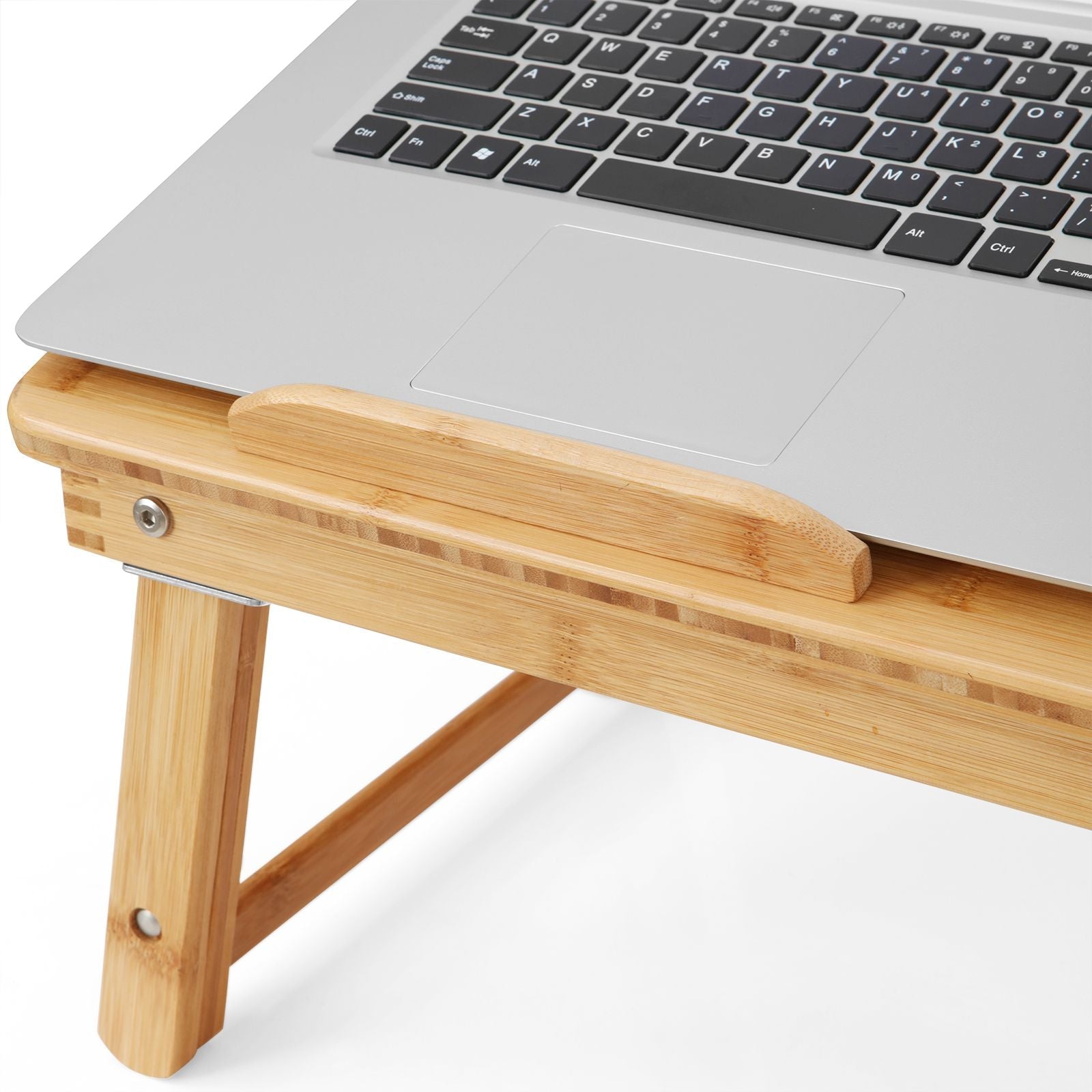 Folding Laptop Desk - Bamboo - Natural - Adjustable Height with Tilting Top and Drawer