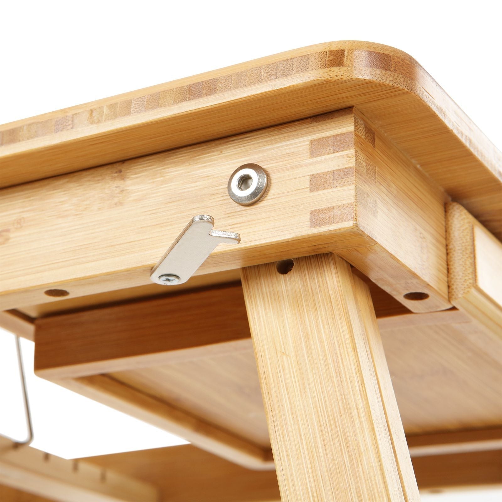 Folding Laptop Desk - Bamboo - Natural - Adjustable Height with Tilting Top and Drawer