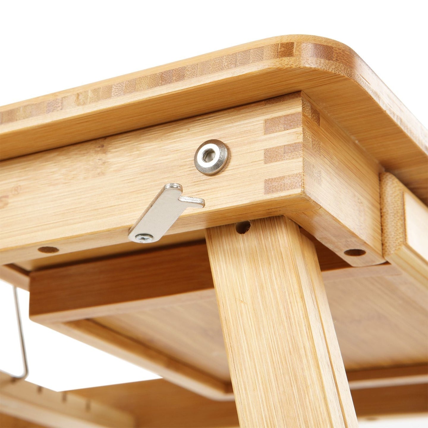 Folding Laptop Desk - Bamboo - Natural - Adjustable Height with Tilting Top and Drawer