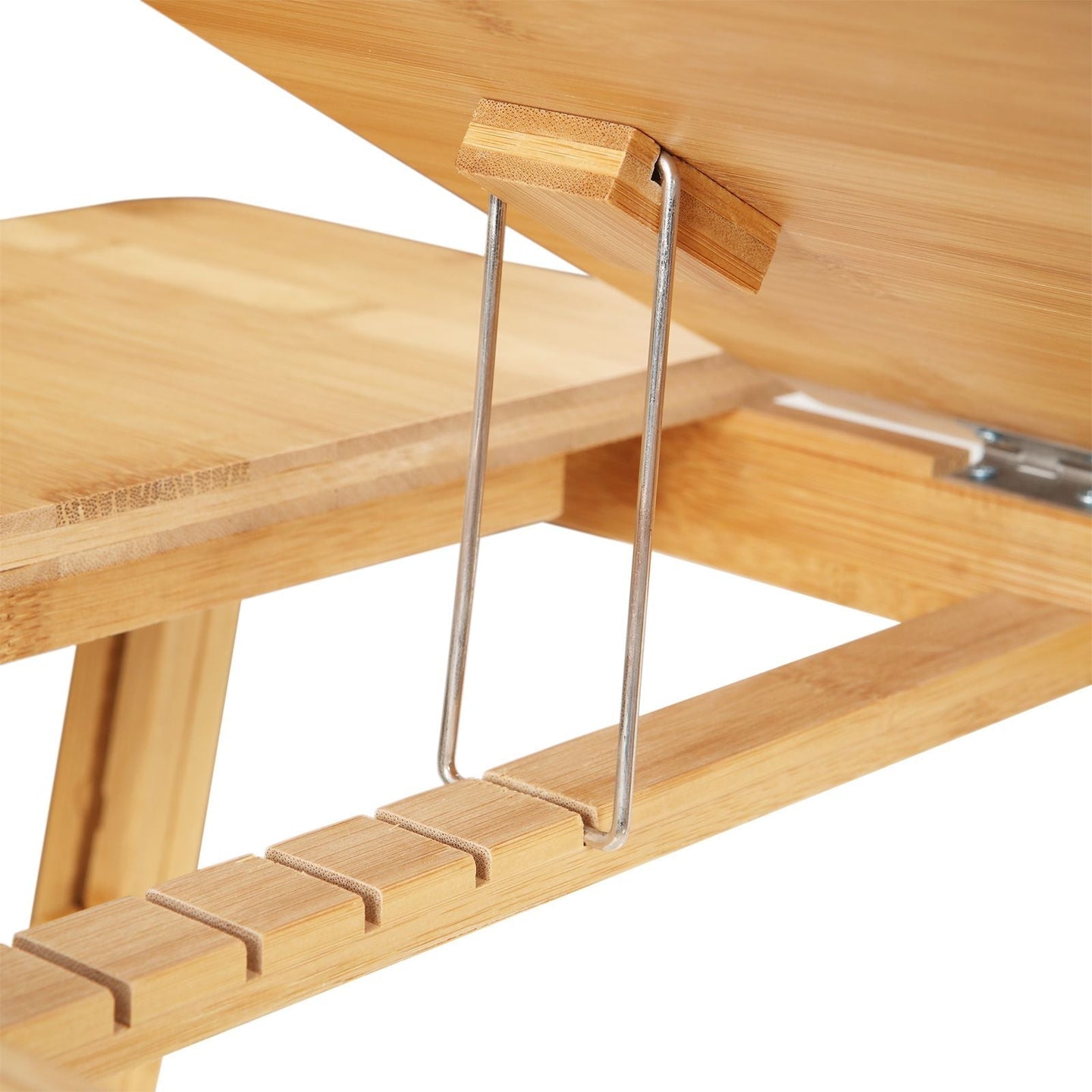 Folding Laptop Desk - Bamboo - Natural - Adjustable Height with Tilting Top and Drawer