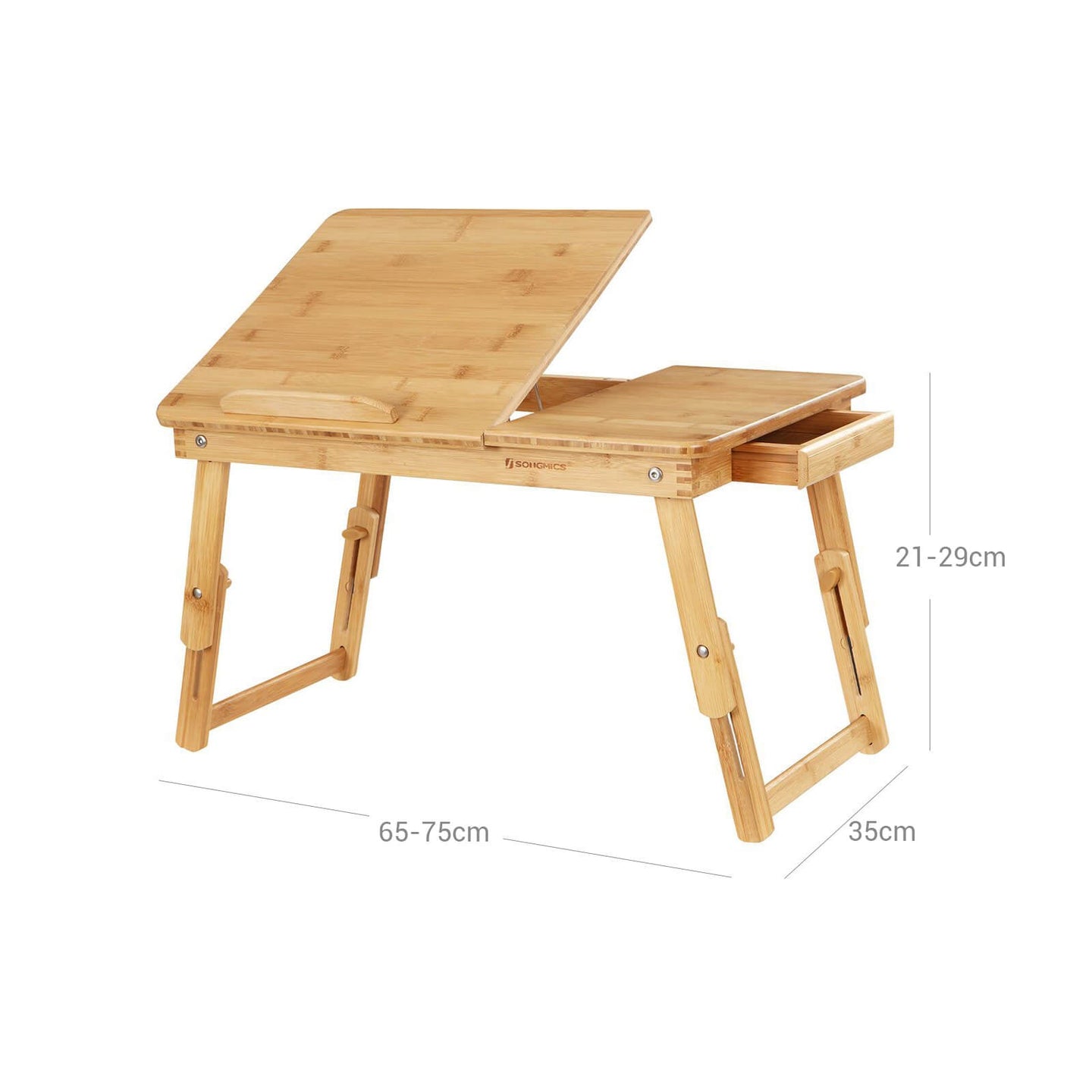 Folding Laptop Desk - Bamboo - Natural - Adjustable Height with Tilting Top and Drawer