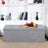 Folding Storage Ottoman - Linen Fabric - Light Grey - Large Size with Storage Compartment