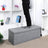 Folding Storage Ottoman - Linen Fabric - Light Grey - Large Size with Storage Compartment