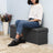 Folding Storage Ottoman - Linen Fabric - Light Grey - Large Size with Storage Compartment