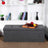 Folding Storage Ottoman - Linen Fabric - Light Grey - Large Size with Storage Compartment
