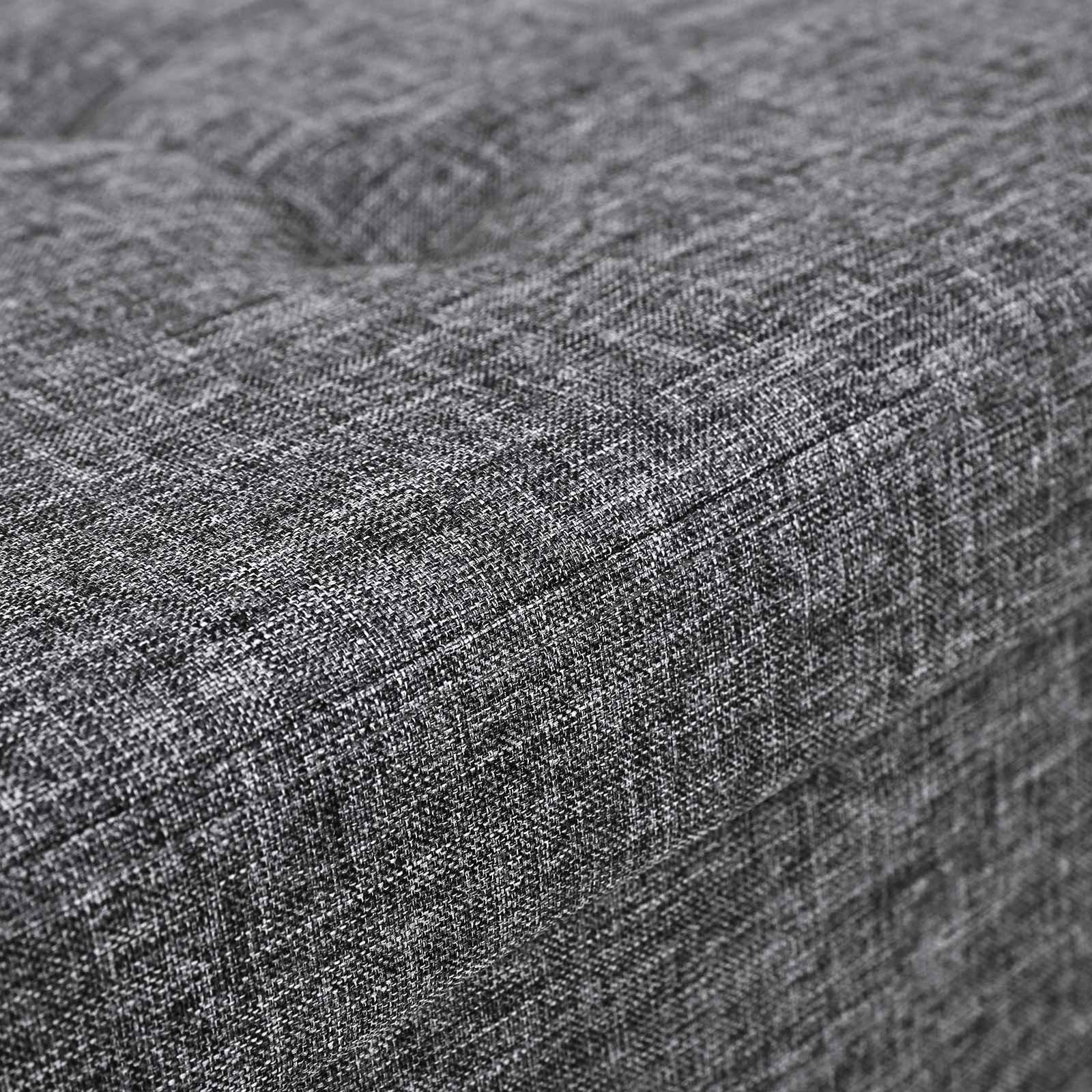 Folding Storage Ottoman - Linen Fabric - Light Grey - Large Size with Storage Compartment