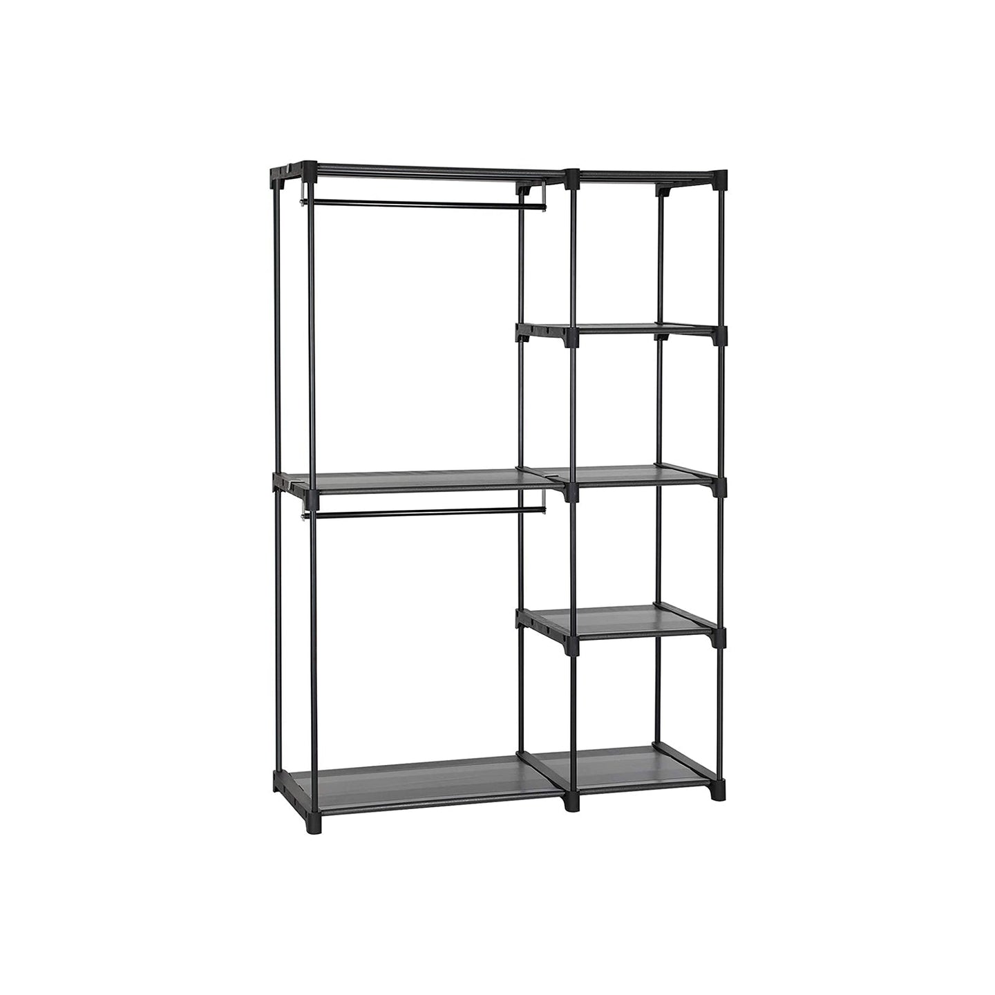 Freestanding Closet Organiser - Metal - Black - Foldable with Clothes Rails