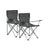 Set of 2 Folding Camping Chairs - Steel - Slate Grey - with Armrests and Cup Holder