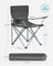 Set of 2 Folding Camping Chairs - Steel - Slate Grey - with Armrests and Cup Holder