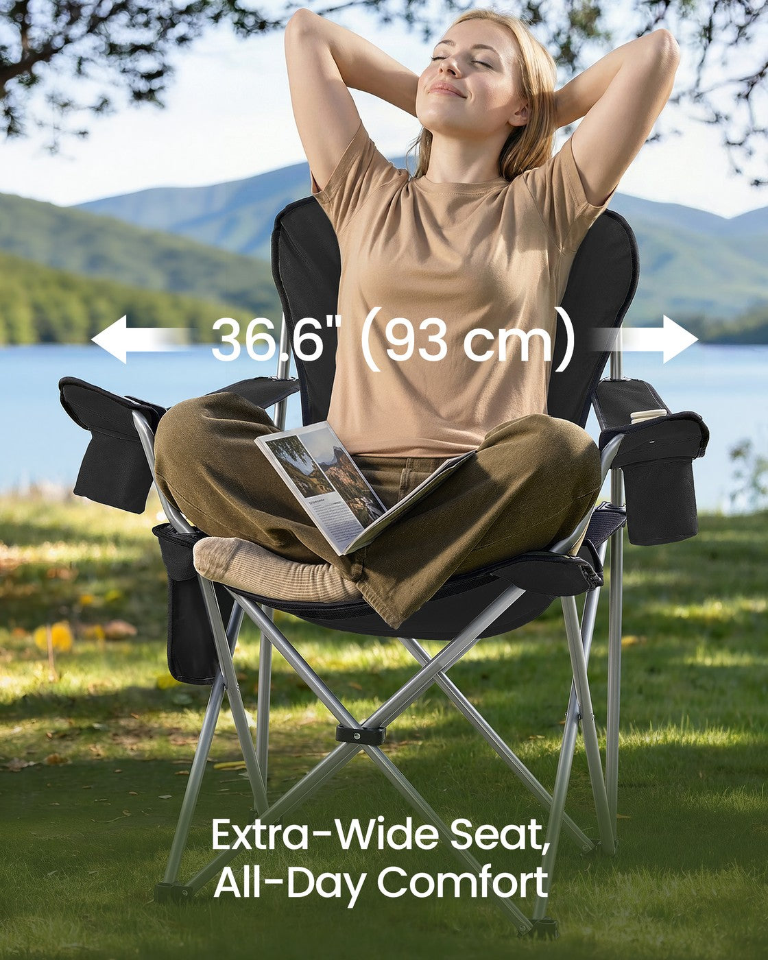Folding Outdoor Chair - 24L - Steel - Wide Seat