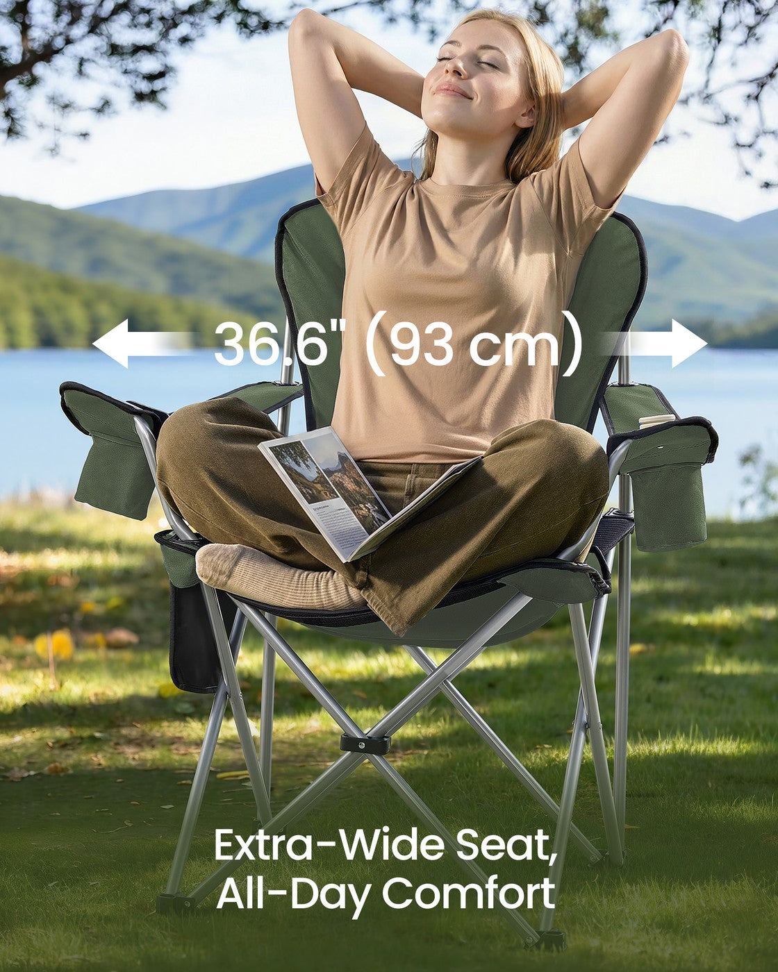 Folding Outdoor Chair - 24L - Steel - Wide Seat
