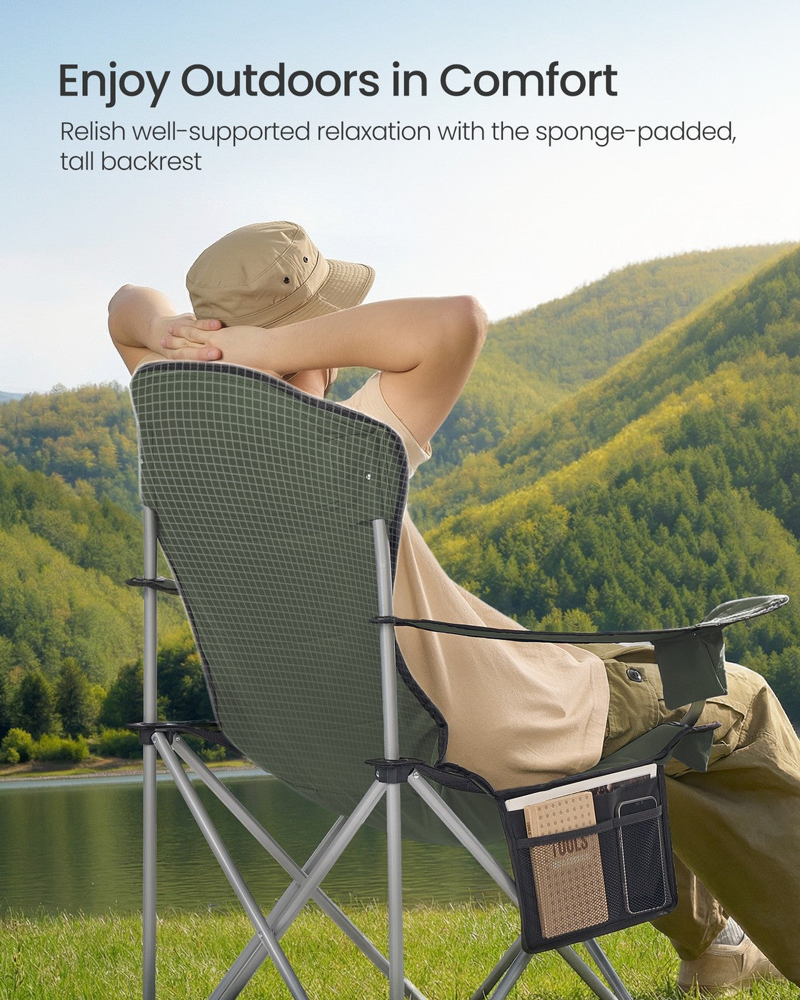Folding Outdoor Chair - 24L - Steel - Wide Seat