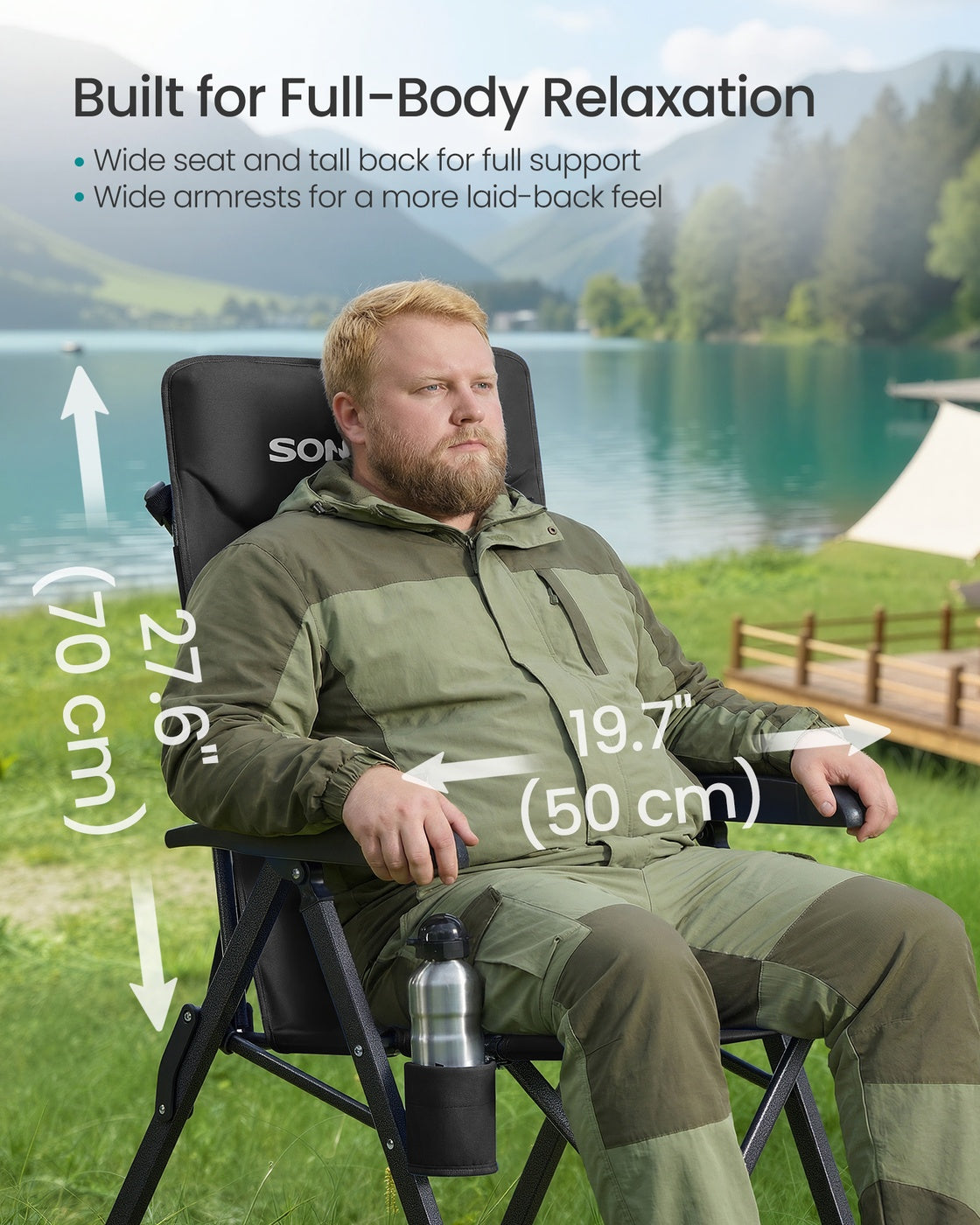Reclining Camping Chair - 30L - Foam - Padded Seat