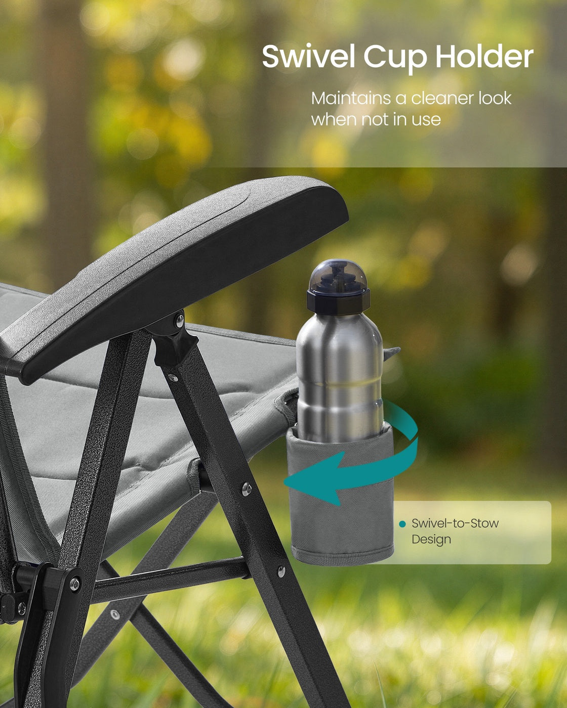 Reclining Camping Chair - 27.6D x 23.6W x 43.3H - Foam - Padded Seat