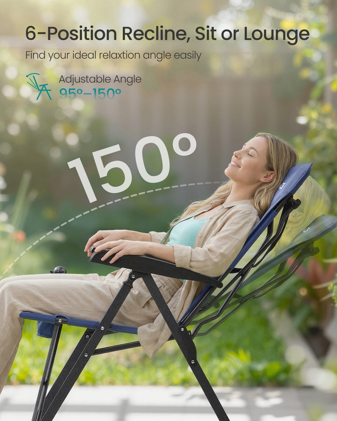 Reclining Camping Chair - 70L - Foam - Padded Seat