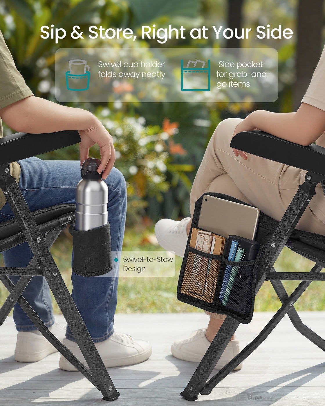 Reclining Camping Chair - 27.6L - Foam - Padded Seat