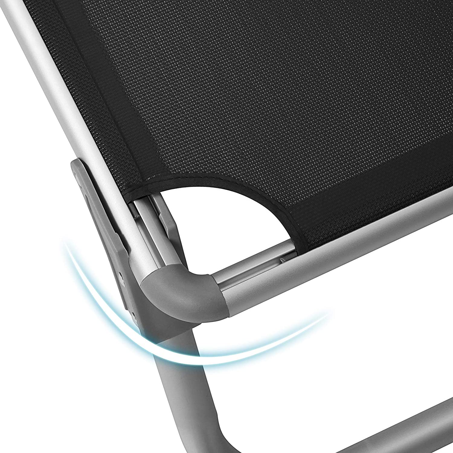 Foldable Sun Lounger Chair - Fabric - Black - Includes Sunshade
