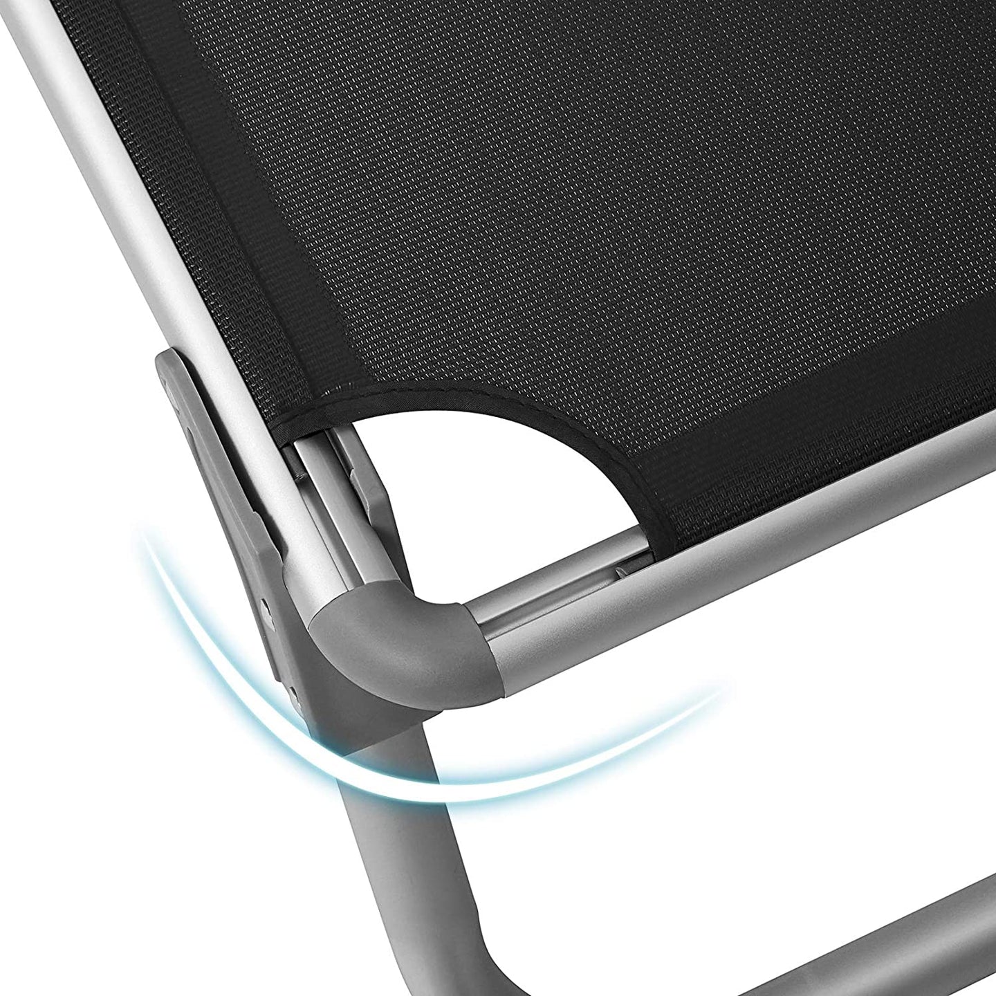 Foldable Sun Lounger Chair - Fabric - Black - Includes Sunshade
