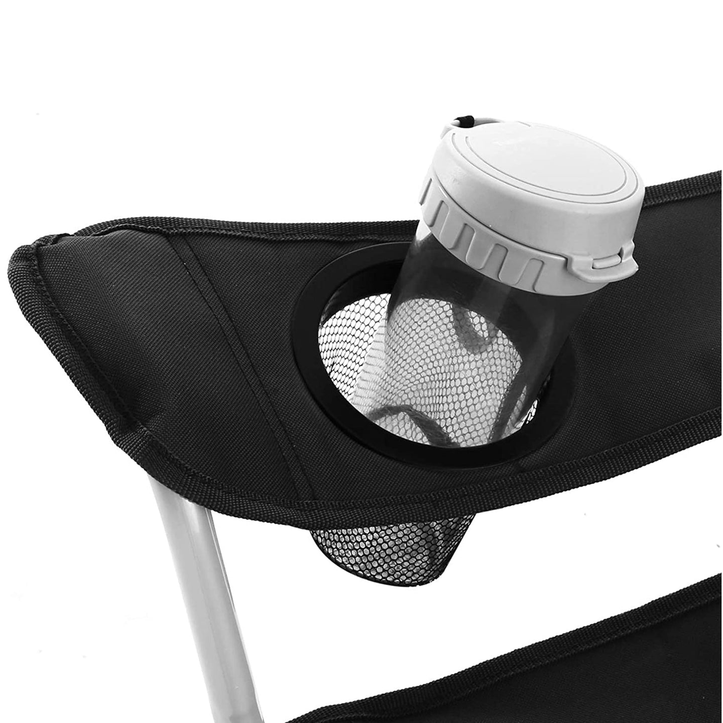 Set of 2 Folding Camping Chairs - Fabric - Dark Blue - Portable with Armrests and Cup Holder