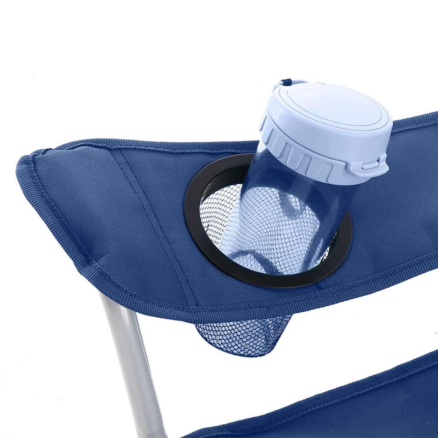 Set of 2 Folding Camping Chairs - Fabric - Dark Blue - Portable with Armrests and Cup Holder