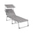Folding Sun Lounger - Fabric - Misty Blue - Adjustable Backrest with Sunshade