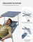 Folding Sun Lounger - Fabric - Misty Blue - Adjustable Backrest with Sunshade