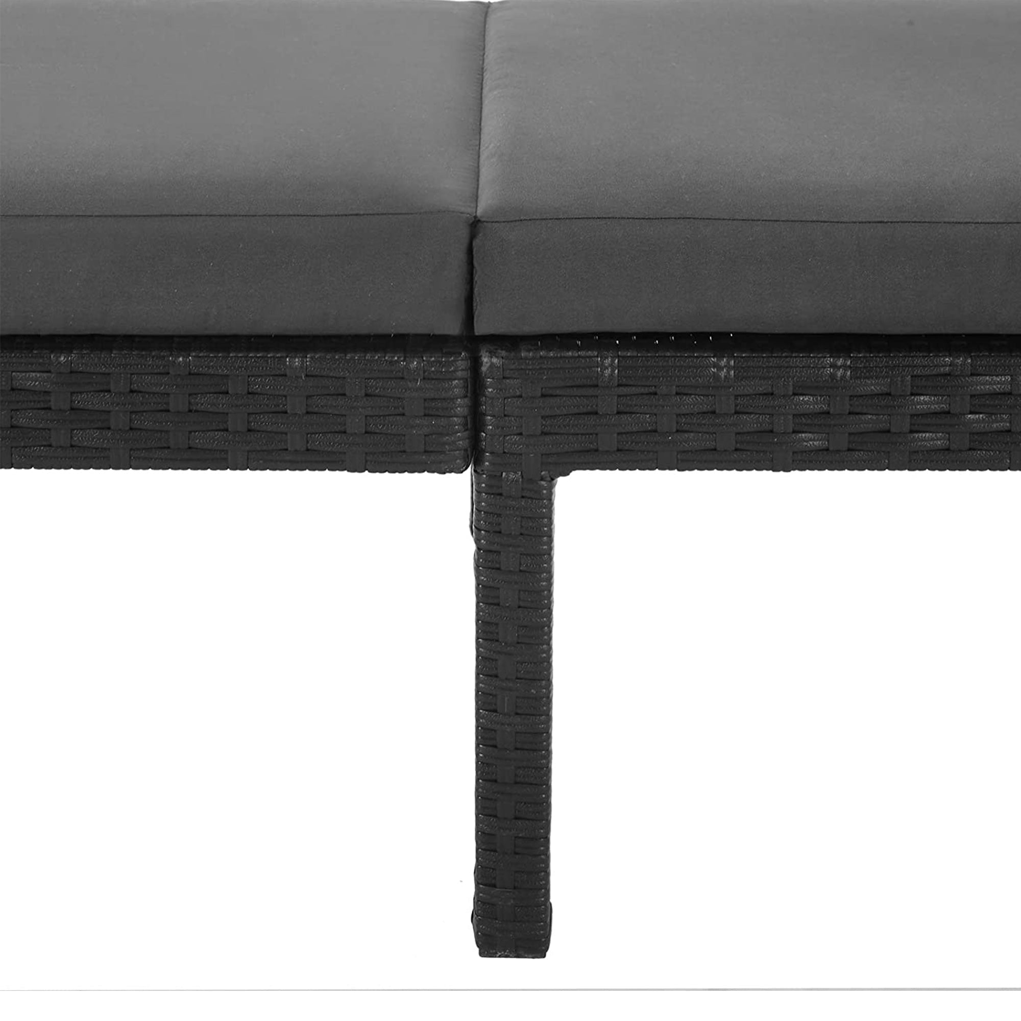 Sun Lounger - Rattan-Like - Smoky Grey and Black - Reclining Backrest with Thick Mattress