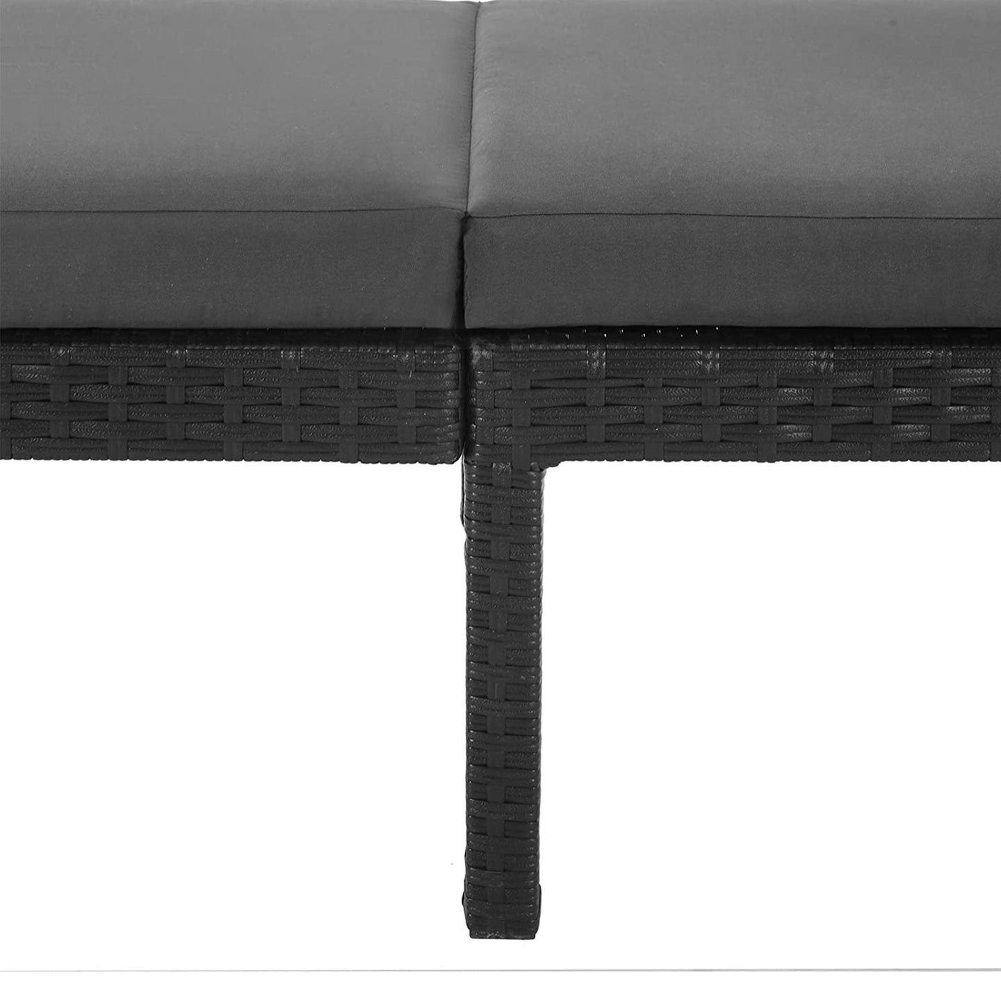 Sun Lounger - Rattan-Like - Smoky Grey and Black - Reclining Backrest with Thick Mattress