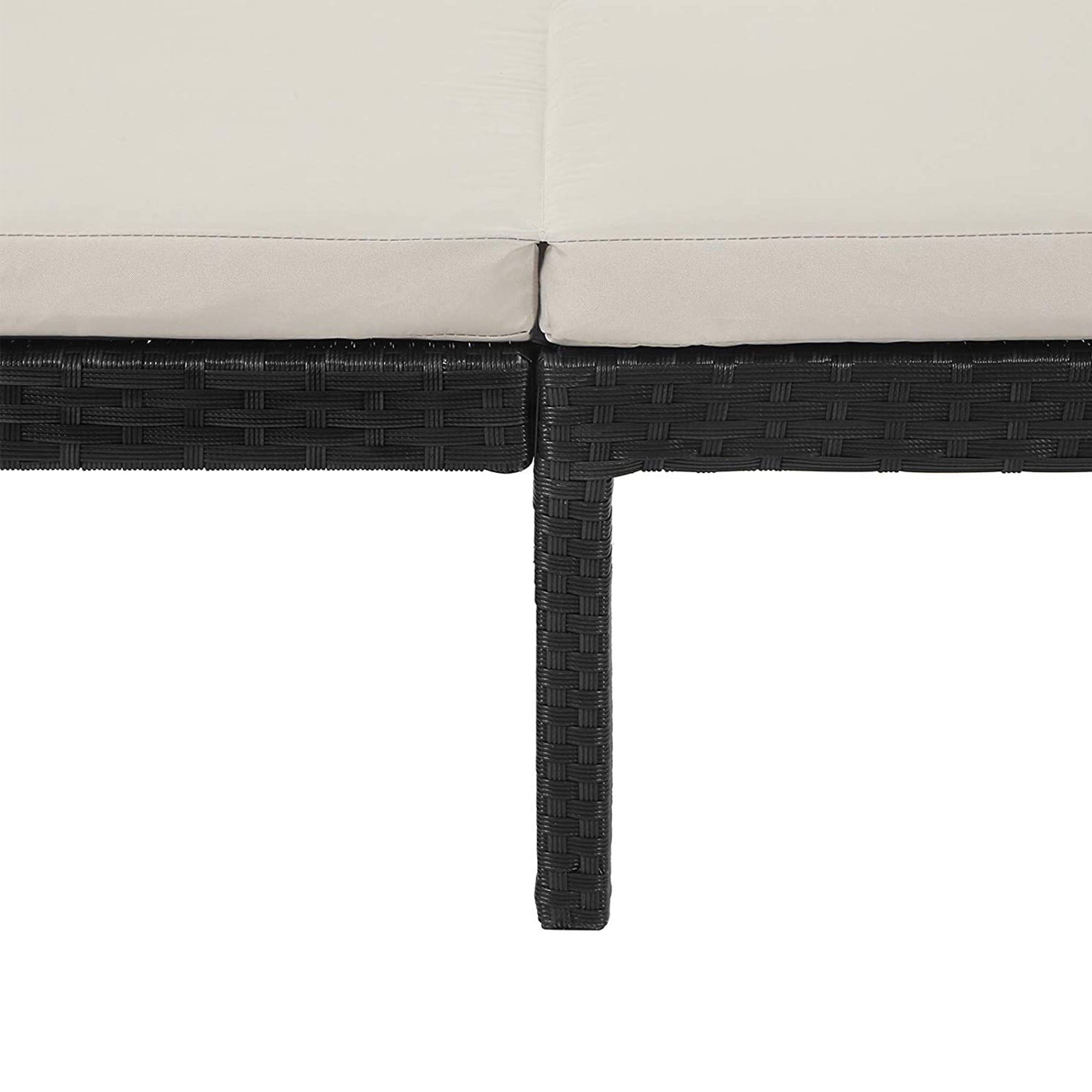Sunbed - Rattan-Like Surface - Smoky Grey and Black - Reclining Backrest with 5 cm Thick Mattress