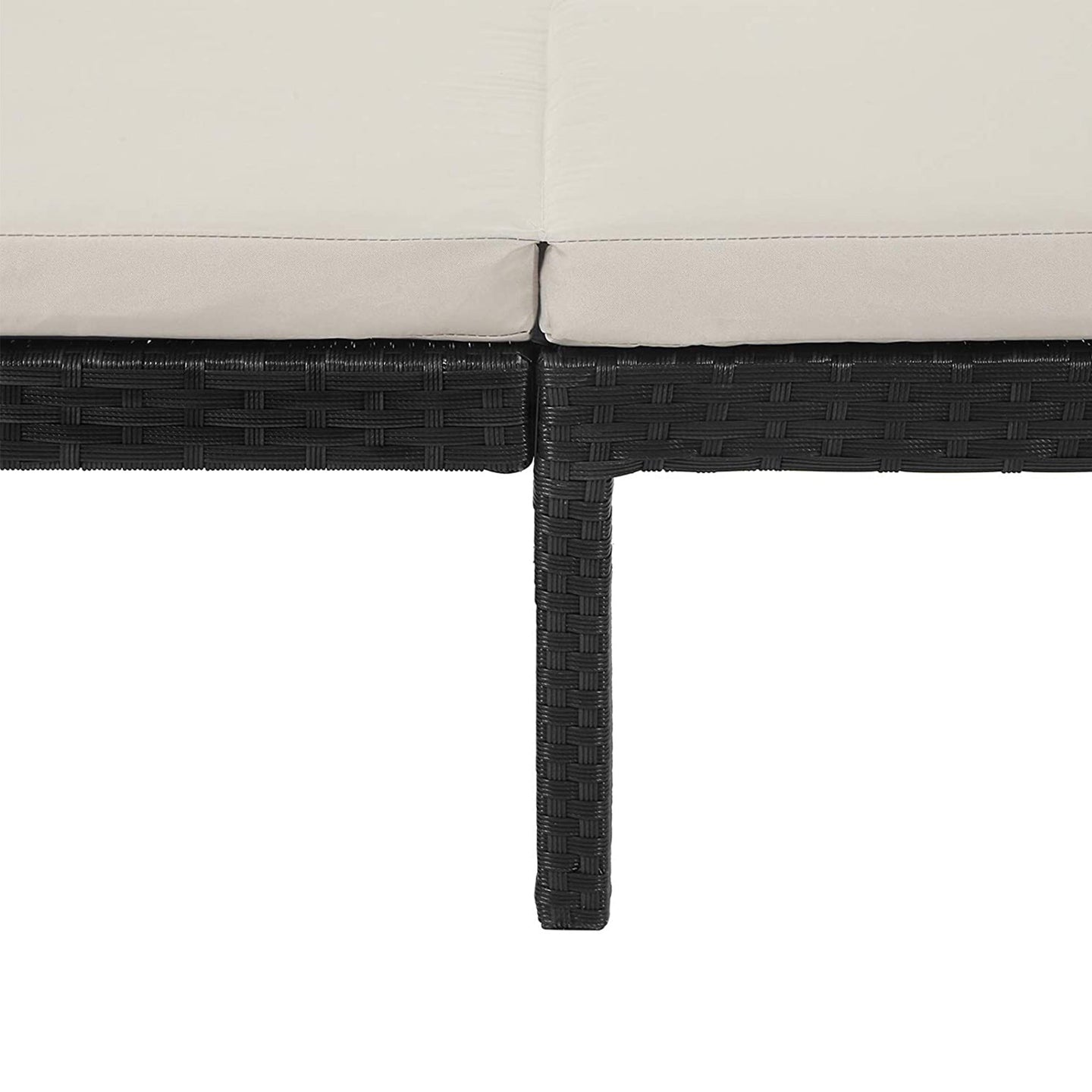 Sunbed - Rattan-Like Surface - Smoky Grey and Black - Reclining Backrest with 5 cm Thick Mattress