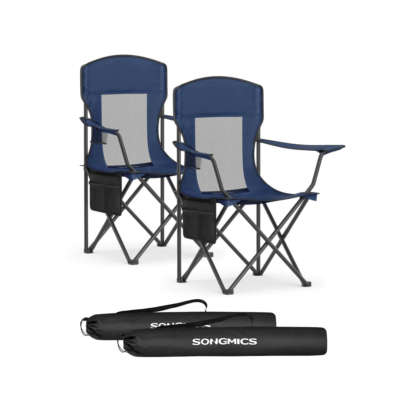 Camping Chairs Set of 2 - Fabric - Harbor Blue - High Backrest
