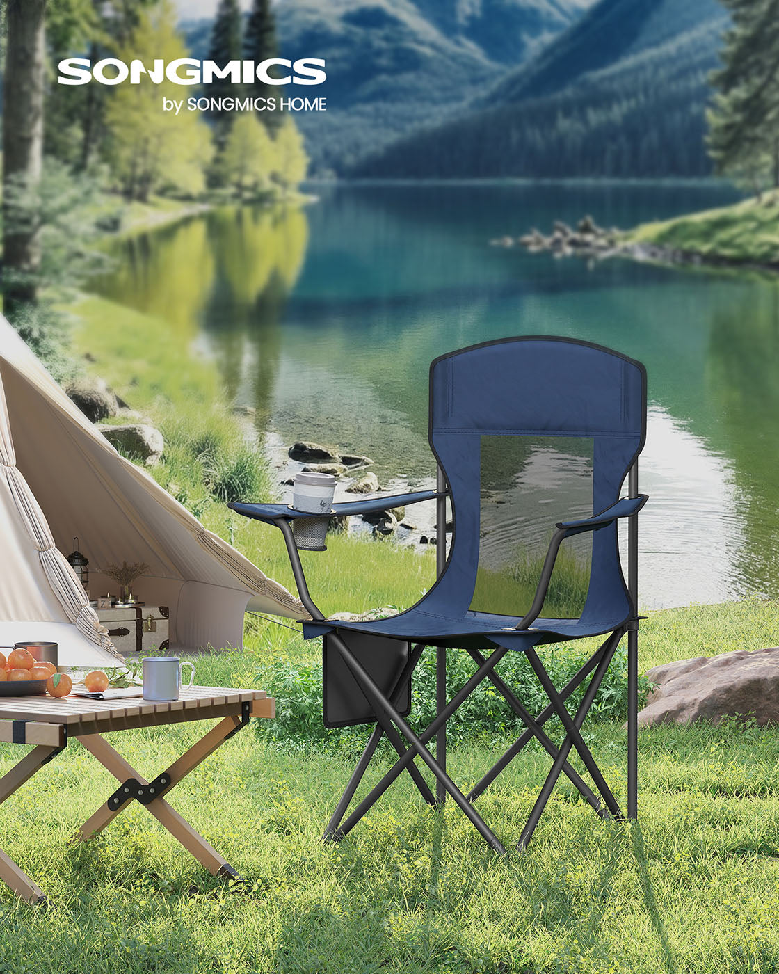 Camping Chairs Set of 2 - Fabric - Harbor Blue - High Backrest