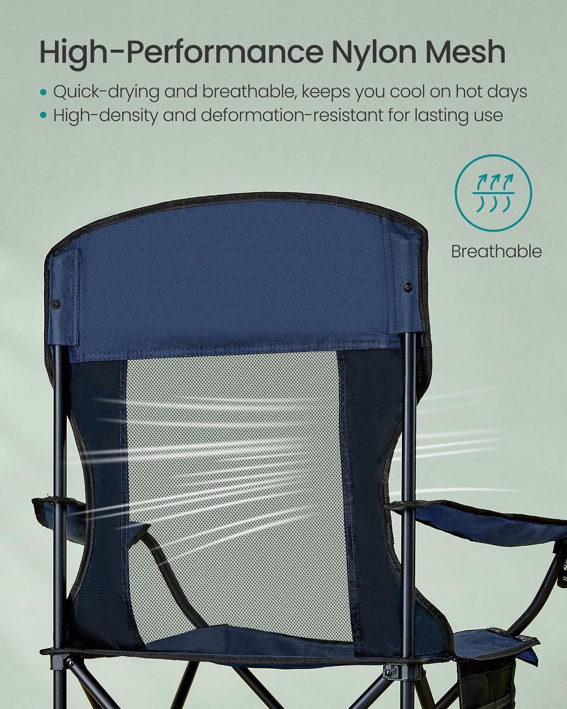 Camping Chairs Set of 2 - Fabric - Harbor Blue - High Backrest