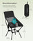 High Back Camping Chair Adjustable Height 2 Pockets - Plastic and Steel - Black