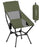 High Back Camping Chair Adjustable Height 2 Pockets - Plastic and Steel - Black