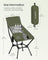 High Back Camping Chair Adjustable Height 2 Pockets - Plastic and Steel - Green