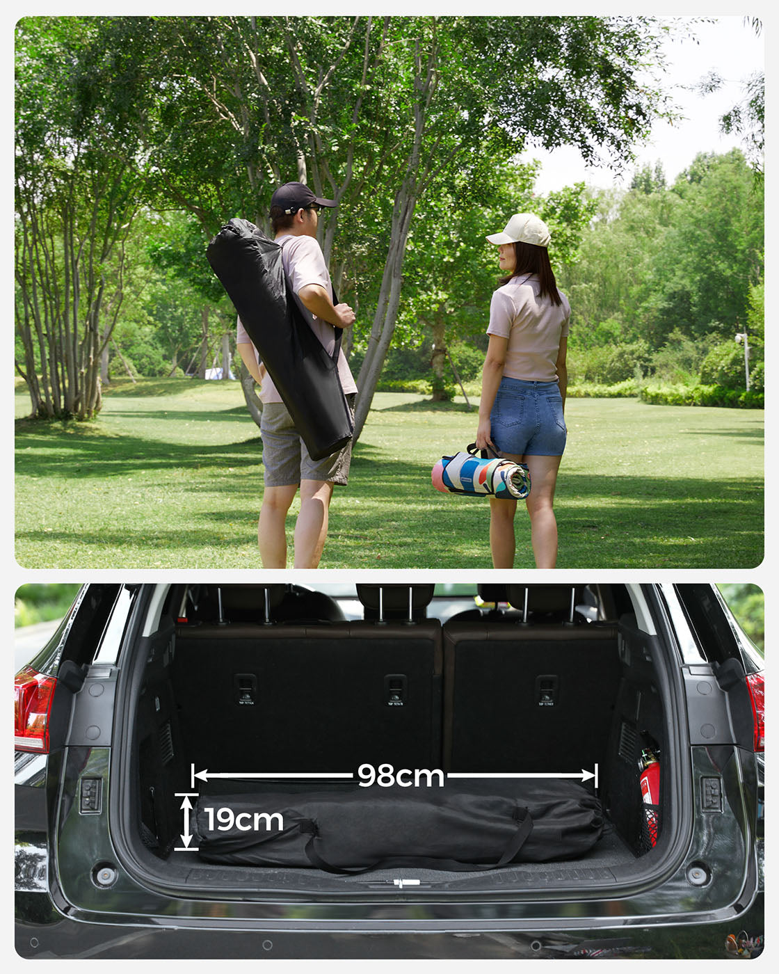 Folding Camping Chair - Fabric - Black - 250 kg Load Capacity with Cup Holder