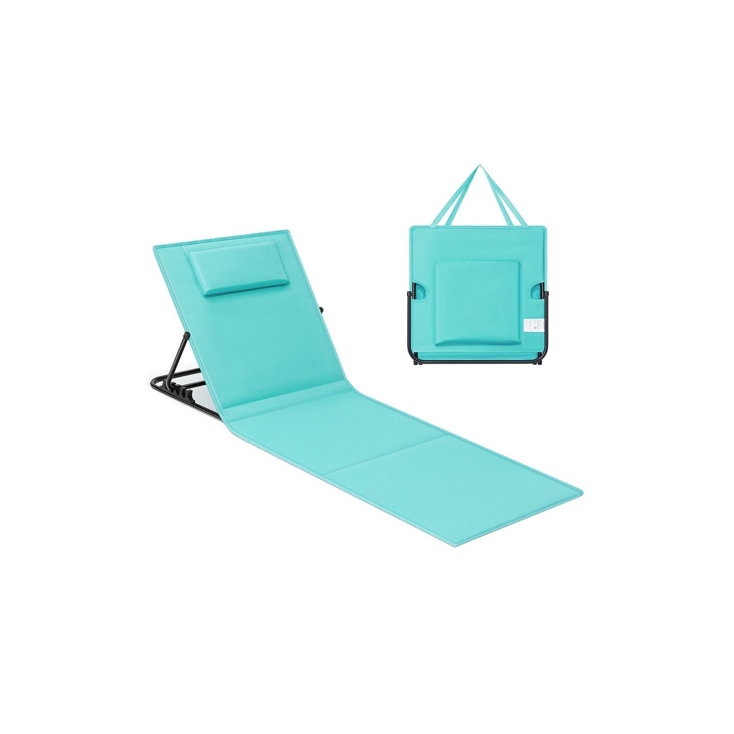 Folding Beach Sunlounger - Fabric - Lake Blue - Lightweight Portable with Handle
