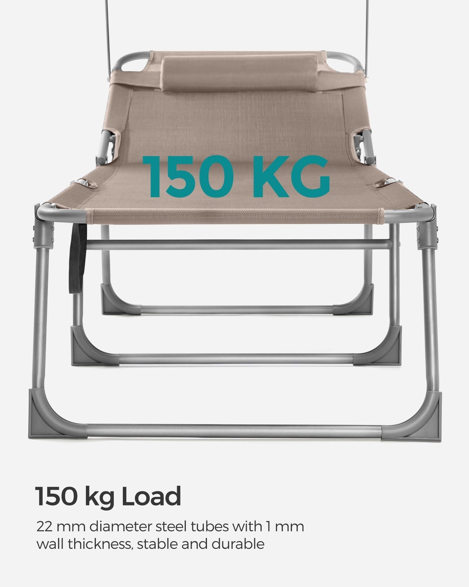 Foldable Sun Lounger - Fabric - Taupe